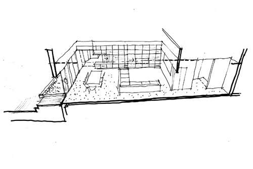 Sectional perspective sketch